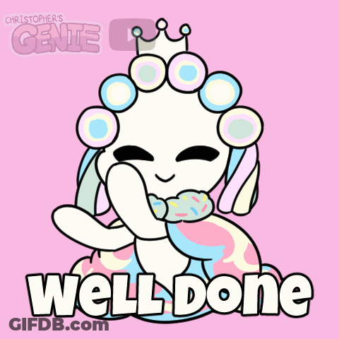 Cartoon Character With Crown And Words Well Done GIF