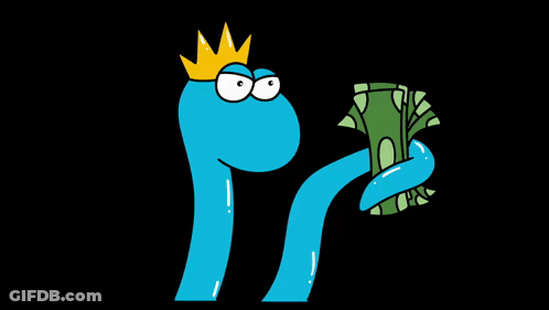 Cartoon Character With Crown Holding Money GIF