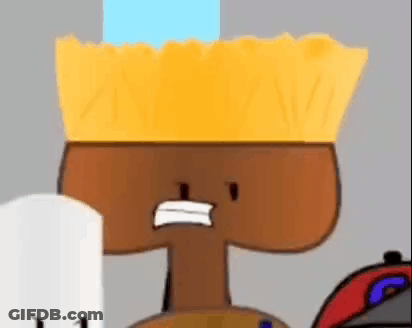 Cartoon Character With Crown Next To Marshmallow And Sword GIF