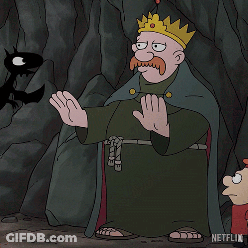 Cartoon Character With Crown Saying Peace Be With You GIF