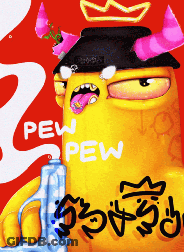Cartoon Character With Crown Saying Pew Pew GIF