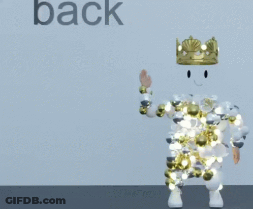 Cartoon Character With Crown Saying The King Is Back GIF