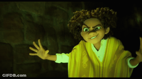 Cartoon Character With Curly Hair In Yellow Robe GIF