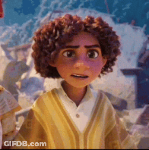 Cartoon Character With Curly Hair In Yellow Sweater GIF