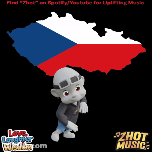 Cartoon Character With Czechoslovakia Map GIF