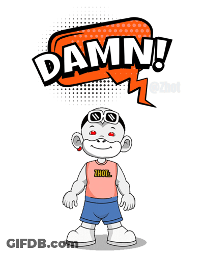 Cartoon Character With Damn Speech Bubble GIF