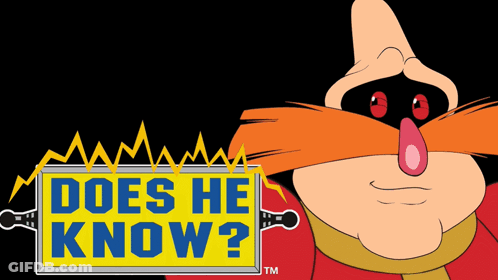 Cartoon Character With Does He Know Sign GIF
