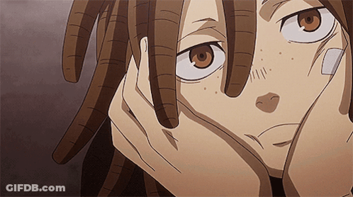 Cartoon Character With Dreadlocks Covering Face GIF