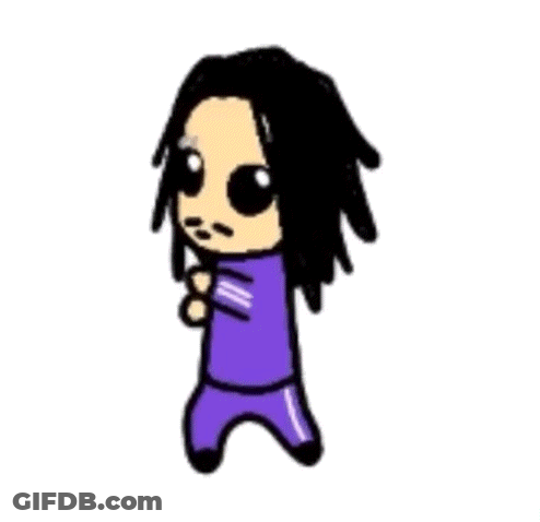 Cartoon Character With Dreadlocks In Purple Shirt GIF