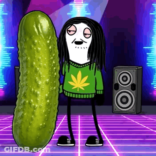 Cartoon Character With Dreadlocks Next To Pickle GIF