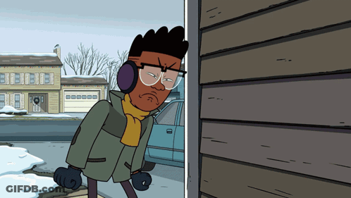 Cartoon Character With Ear Muffs And Glasses By House GIF