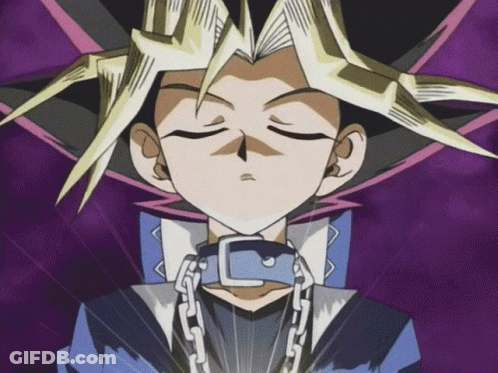 Cartoon Character With Eyes Closed And Chain GIF