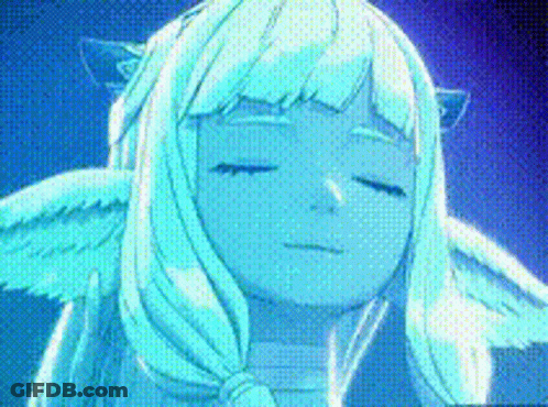Cartoon Character With Eyes Closed And Wings GIF