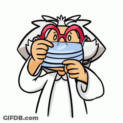 Cartoon Character With Face Mask And Glasses GIF