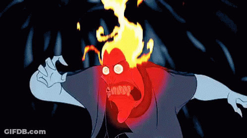 Cartoon Character With Flames On Head Saying Candy GIF