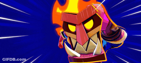 Cartoon Character With Flaming Head And Teeth GIF