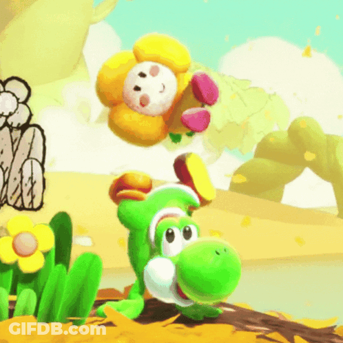 Cartoon Character With Flower On Head On Branch GIF