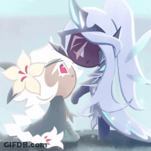 Cartoon Character With Flower Standing Next To White-Haired Character GIF