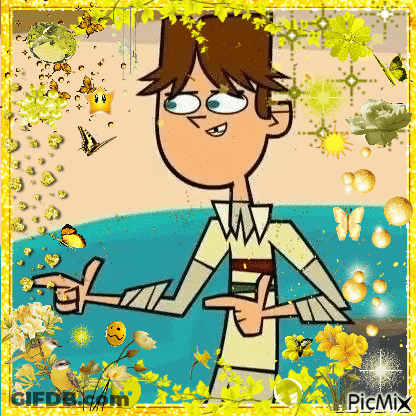 Cartoon Character With Flowers And Butterflies GIF