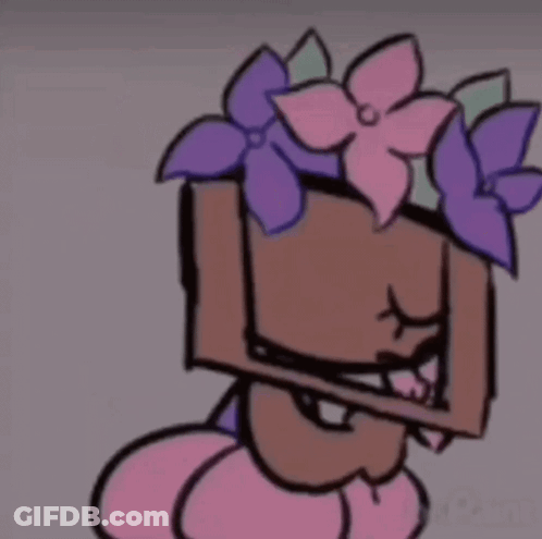 Cartoon Character With Flowers On Head GIF