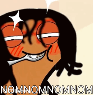Cartoon Character With Fork And Nomnomnomnom GIF