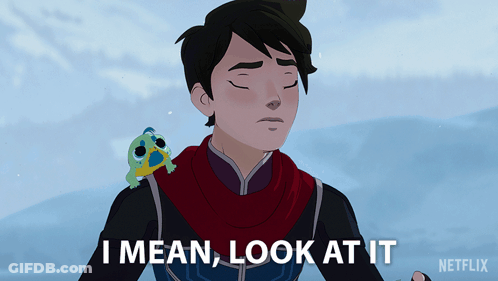 Cartoon Character With Frog Saying I Mean Look At It Netflix GIF