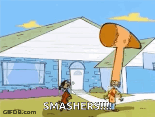 Cartoon Character With Giant Hammer GIF