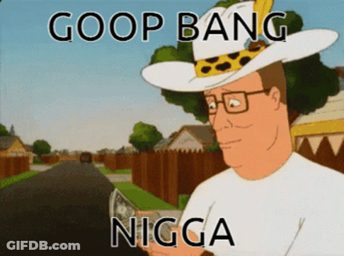 Cartoon Character With Glasses And Cowboy Hat Holding Money Saying Goop Bang Nigga GIF
