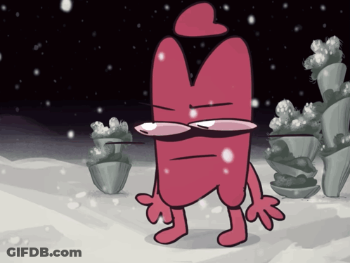 Cartoon Character With Glasses And Heart In Snow GIF