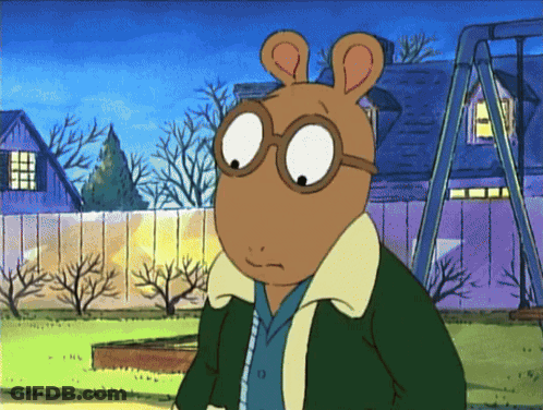 Cartoon Character With Glasses And Jacket At Swing Set GIF