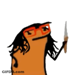 Cartoon Character With Glasses And Knife GIF