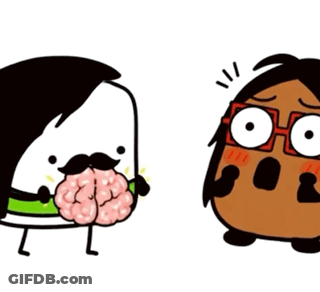 Cartoon Character With Glasses And Mustache Holding Brain GIF