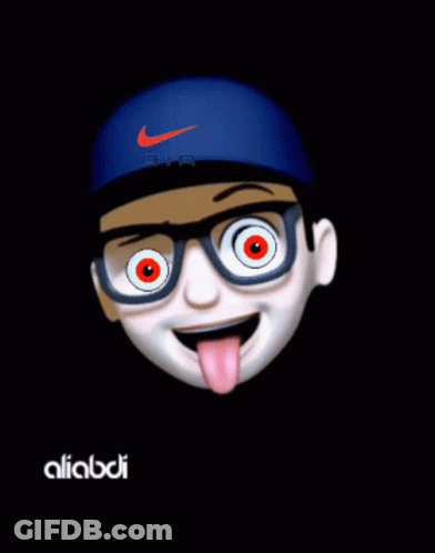 Cartoon Character With Glasses And Nike Hat Sticking Out Tongue GIF