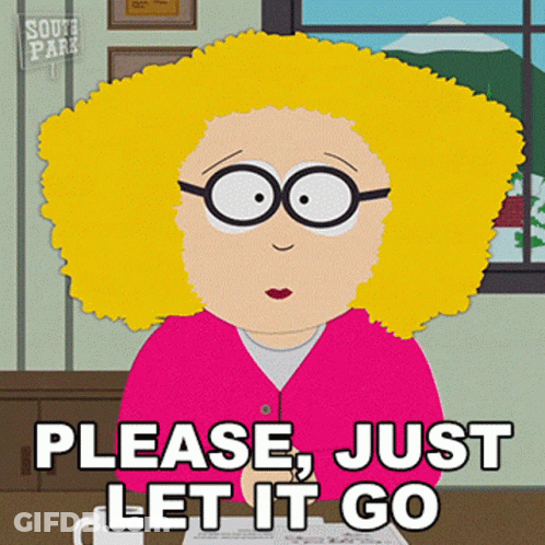 Cartoon Character With Glasses And Yellow Afro Says Please Just Let It Go GIF