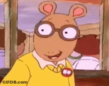 Cartoon Character With Glasses And Yellow Sweater Smiling GIF