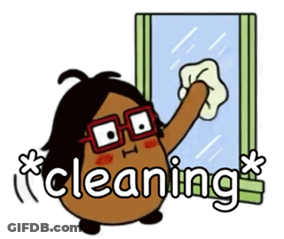 Cartoon Character With Glasses Cleaning Window GIF