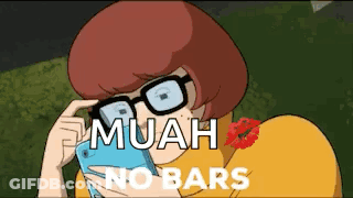 Cartoon Character With Glasses Holding Cell Phone Muah No Bars GIF