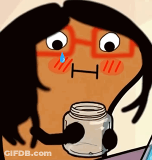 Cartoon Character With Glasses Holding Jar With H GIF