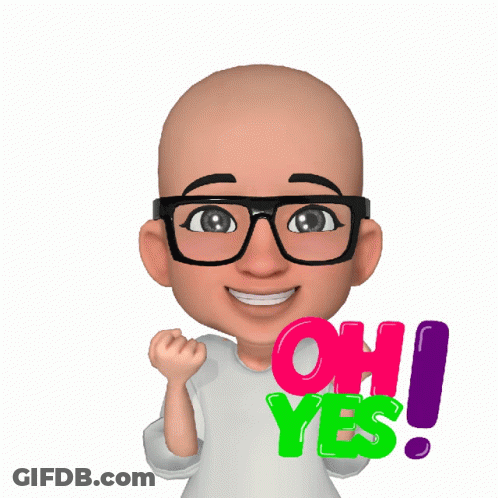 Cartoon Character With Glasses Holding Oh Yes Sign GIF