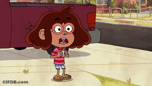 Cartoon Character With Glasses On Sidewalk GIF