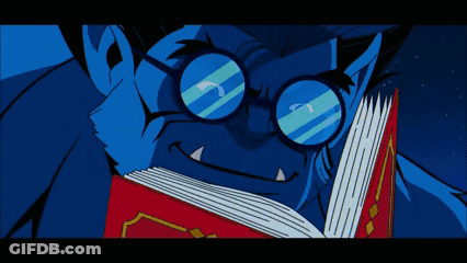 Cartoon Character With Glasses Reading Book GIF