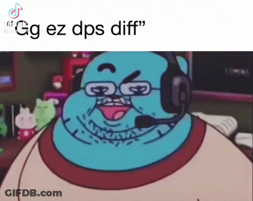 Cartoon Character With Glasses Saying GG EZ DPS Diff GIF
