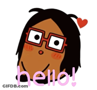 Cartoon Character With Glasses Saying Hello And Heart In Hair GIF