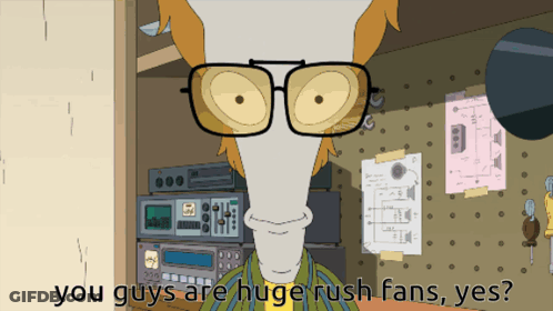 Cartoon Character With Glasses Saying Huge Rush Fans GIF