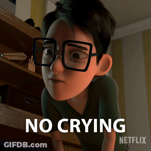 Cartoon Character With Glasses Saying No Crying GIF