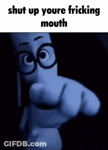 Cartoon Character With Glasses Saying Shut Up GIF