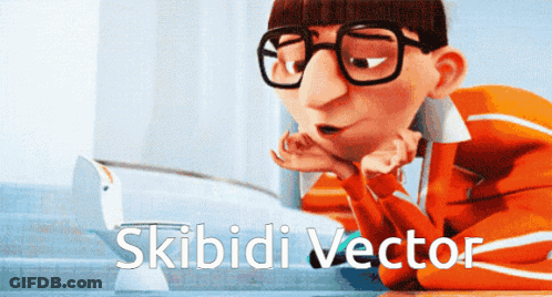 Cartoon Character With Glasses Saying Skibidi Vector GIF