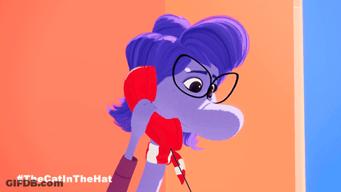 Cartoon Character With Glasses Talking On Red Phone GIF