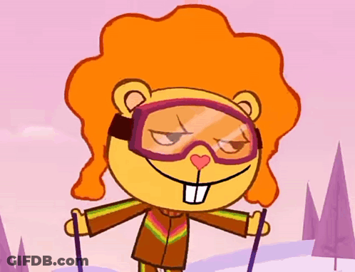 Cartoon Character With Goggles And Rainbow Jacket GIF