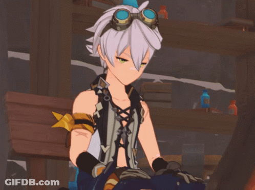 Cartoon Character With Goggles Sitting On Bench GIF